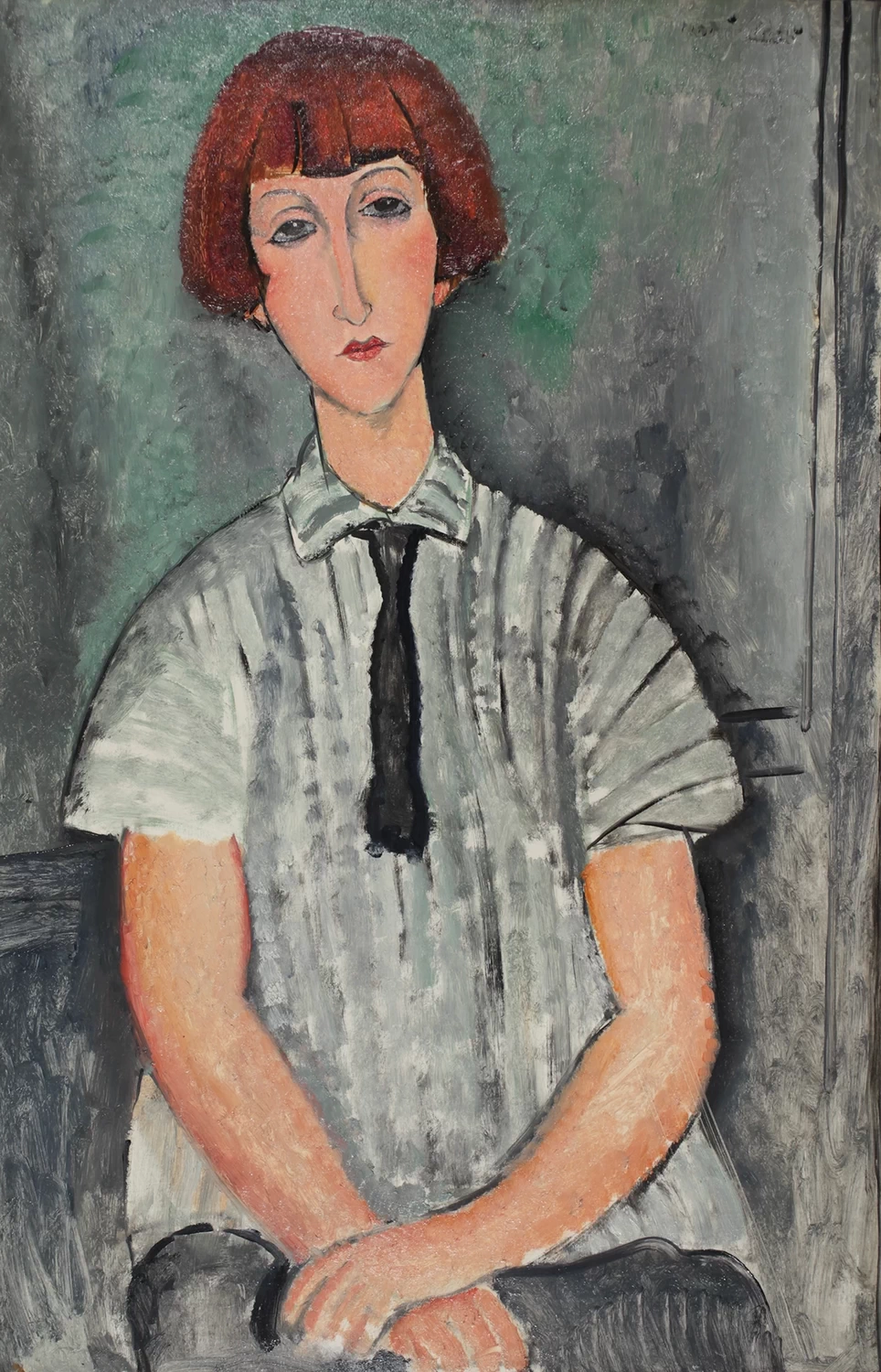 Amedeo Modigliani - Giovane donna con una camicia a righe, Collezione Nahmad